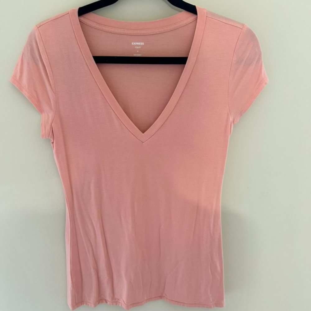 Express Fitted V-Neck Double Layer Tee